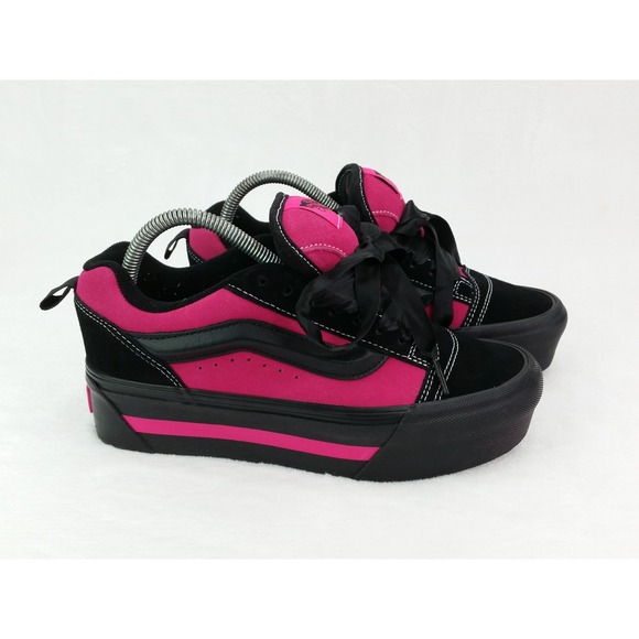 Vans Shoes - Women's Vans Knu Skool Platform Shoes Sz 8 Black Pink Sneakers Suede Stacked